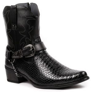 Men's Belt Buckle Chain Strap Western Cowboy Boot